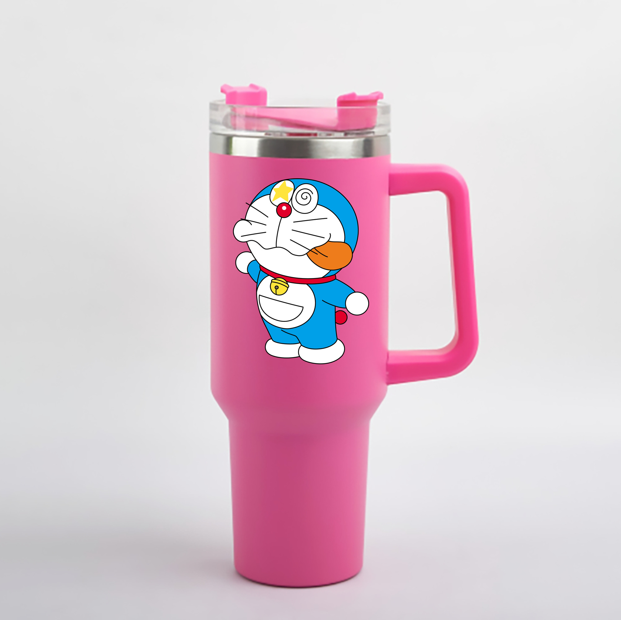 （画像用） ドラえもん Doraemon 1200mL車用タンブラー - クリスタルステッカー（プラスチックストロー付き）